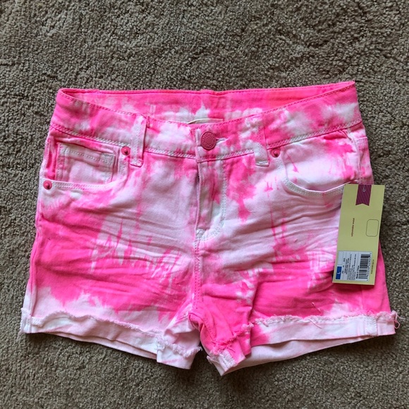 NWT Kids Pink tie dye jean shorts - Picture 1 of 5